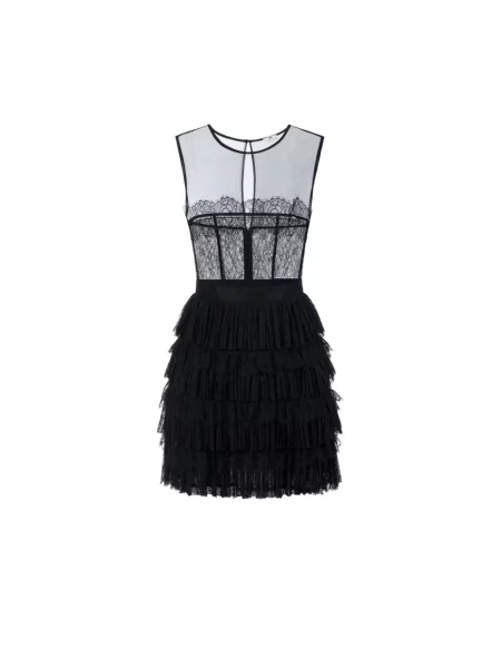 Sukienka mini Elisabetta Franchi tiulowa czarna