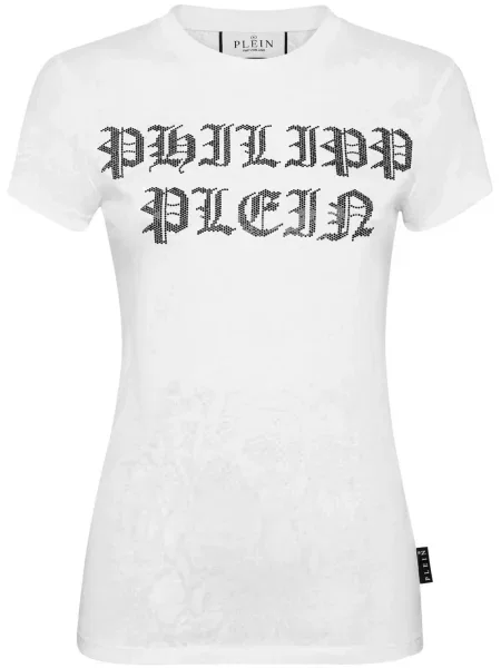 Tricou Philipp Plein de cristal alb