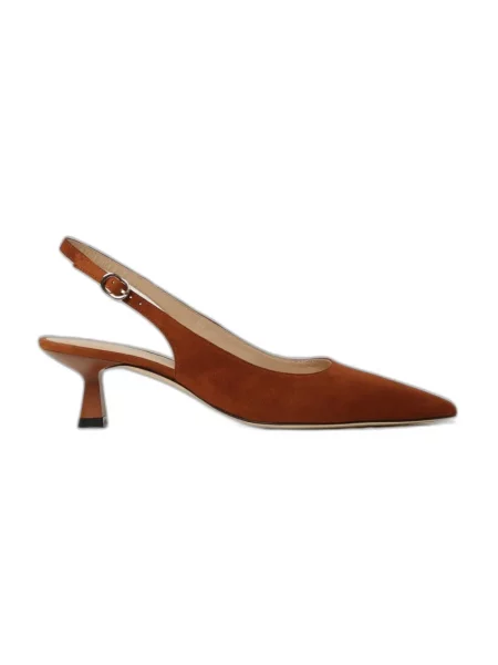 Czółenka Stuart Weitzman zamszowa z otwartą piętą brązowa