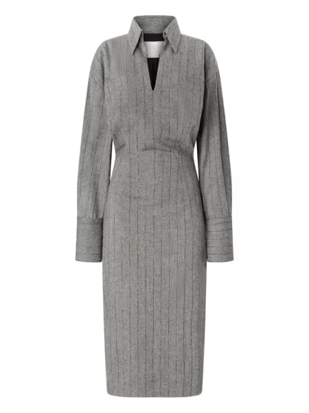 Rochie midi Genny cu dungi până la genunchi de costum gri