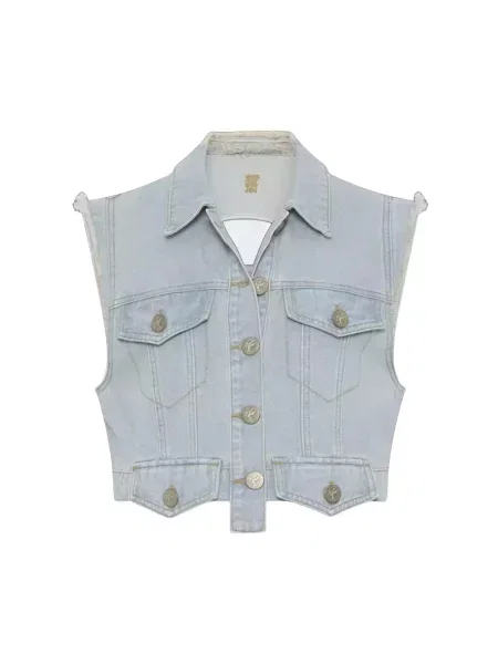 Kamizelka jeansowa One Teaspoon o krotszym kroju niebieska