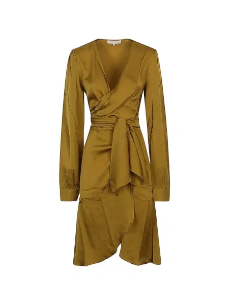 Sukienka Silk95five z dekoltem w serek wiązana zielona