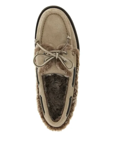 Pantofi loafer Brunello Cucinelli din piele de căprioară gri