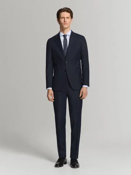 Spodnie garniturowe Milan slim fit Mężczyzna 38 MANGO MAN granatowy