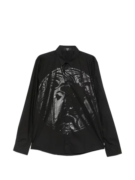 Lung cămașă de blugi Versace Jeans Couture cu imagine negru