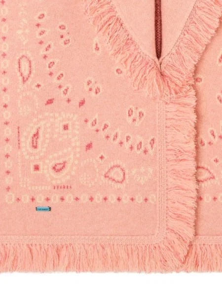 Cardigan Alanui cu franjuri din jacard roz