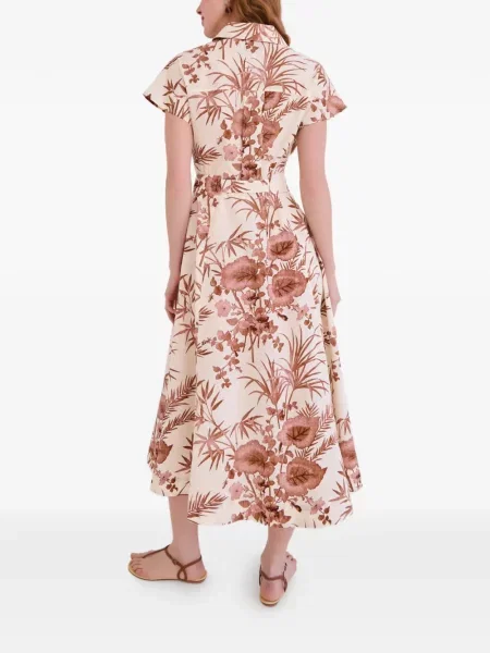 Rochie midi Cara Cara cu model floral cu imagine alb