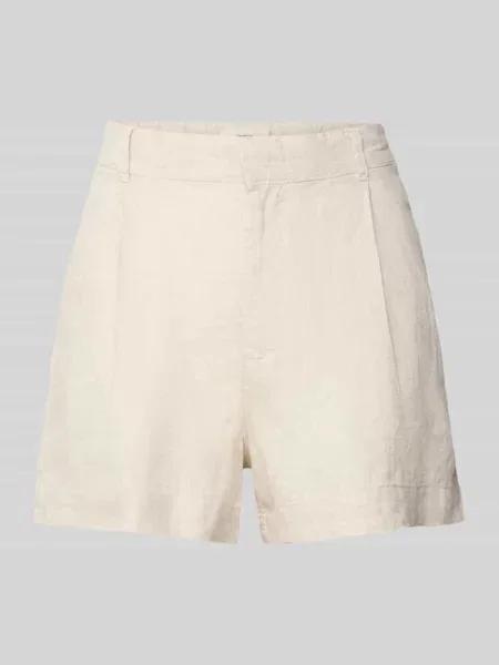 Szorty lniane o kroju regular fit z zakładkami w pasie Gina Tricot