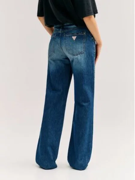 Guess Jeans hlače Wide Leg modra