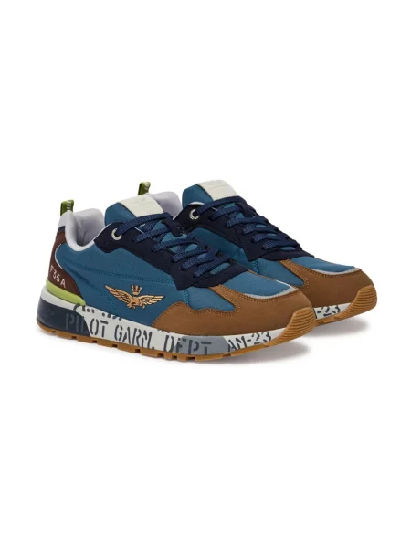 Sneakersy Aeronautica Militare brązowe
