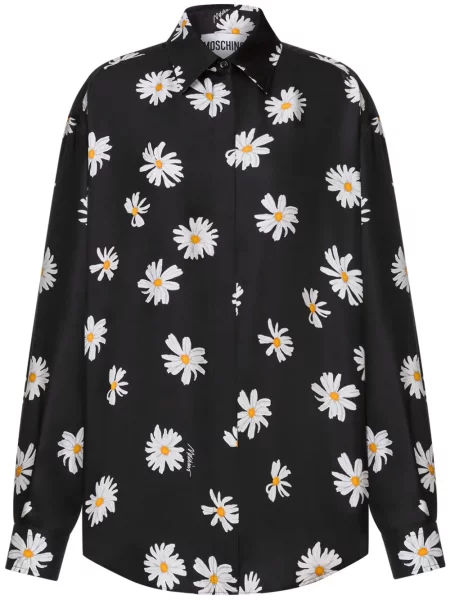 Cămașă Moschino cu model floral cu imagine negru