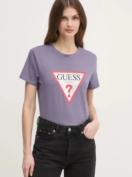 Тениска Guess бордо виолетово