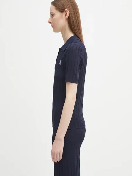 Πόλο Sporty & Rich Src Ribbed Polo ναυτικό μπλε