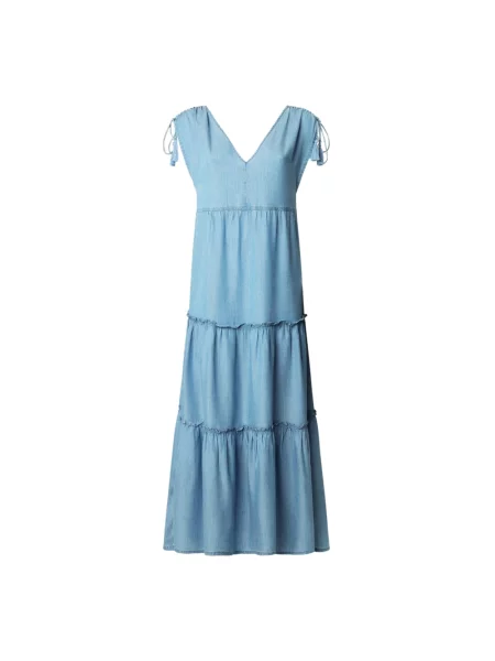 Pepe Jeans sukienka EFFIE maxi rozkloszowana niebieski