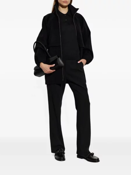 Geacă Jil Sander de lână cu guler de stand-up negru