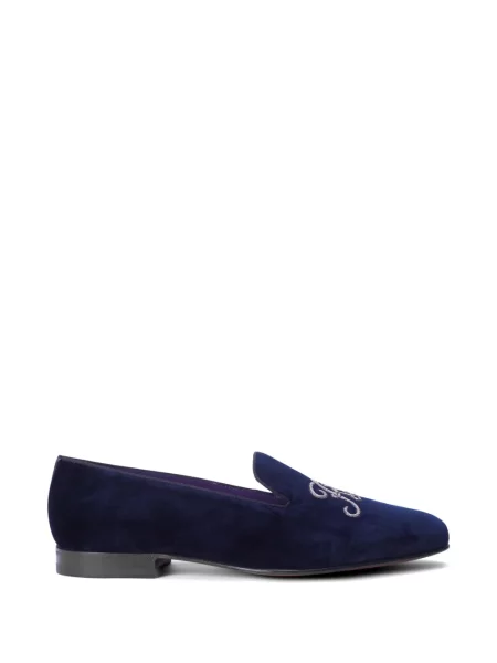 Pantofi loafer Ralph Lauren Purple Label cu broderie de catifea albastru
