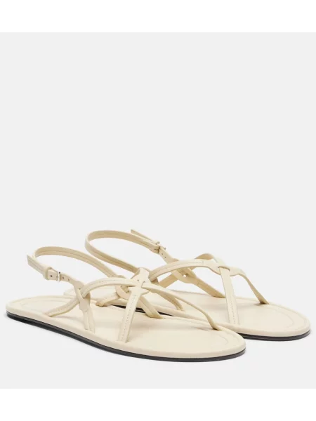 Sandale The Row din piele cu bretele alb