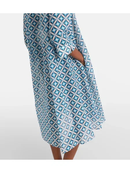 Rochie midi Max Mara de mătase cu imagine albastru
