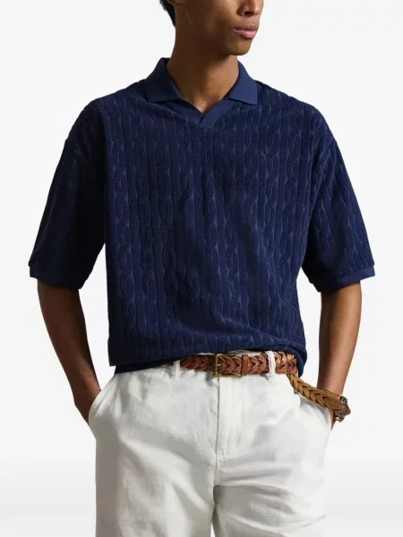 Șosete Polo Ralph Lauren cu model herringbone cu broderie plasă albastru
