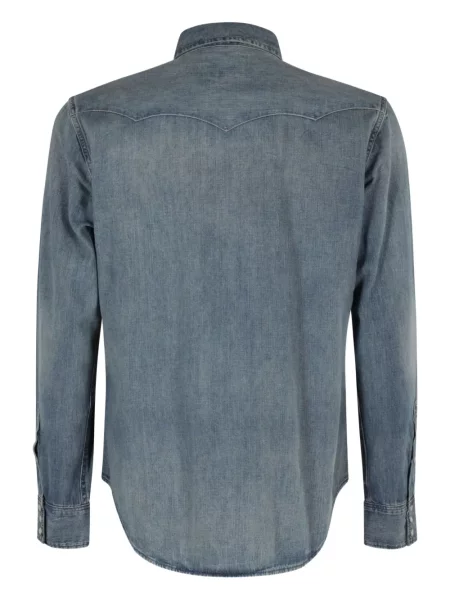 Kowbojska koszula Polo Ralph Lauren z dekoltem w kształcie litery U niebieska