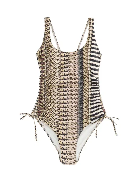 Next Costum de baie întreg maro deschis / maro închis / negru alb