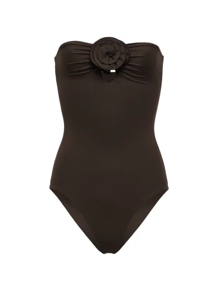 Sutien bandeau Magda Butrym cu model floral cu aplicații maro
