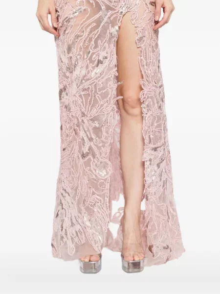 Rochie maxi Saiid Kobeisy cu broderie de costum roz