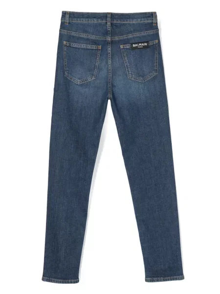 Jeansy straight leg dziecięce Balmain niebieskie