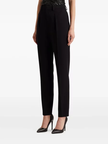 Μάλλινο πλισέ παντελόνι Ralph Lauren Collection μαύρο