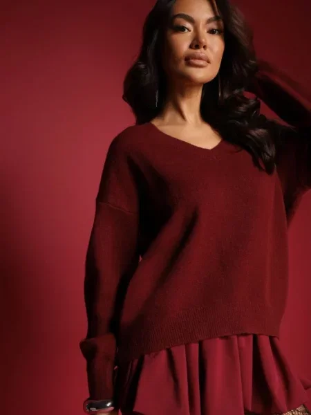 Sweter z Oversize Conime bordowy