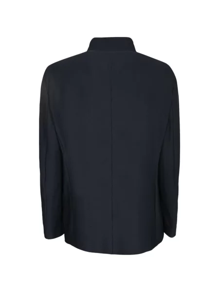 Megztas apykaklė švarkas Giorgio Armani mėlyna