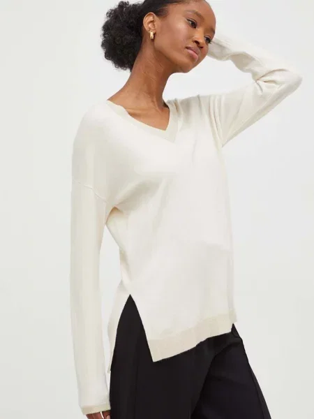 Пуловер Answear Lab дамски от лека материя кафяво