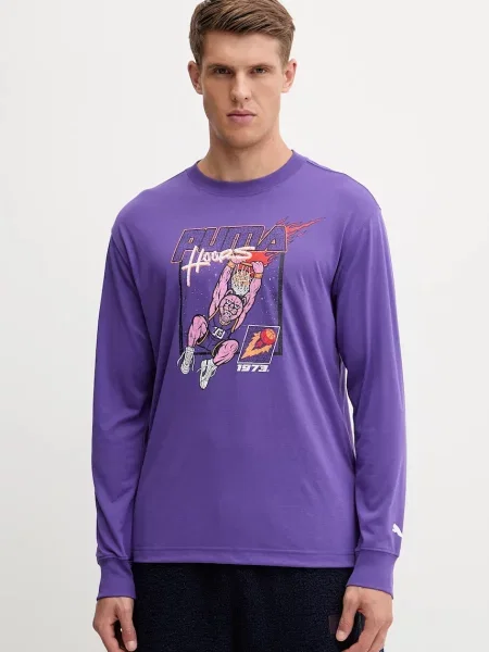 Majica z dolgimi rokavi Puma vijolična