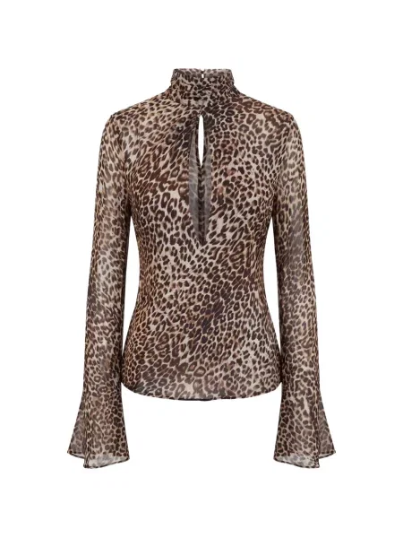 Bluză Nicholas cu imagine cu model leopard maro