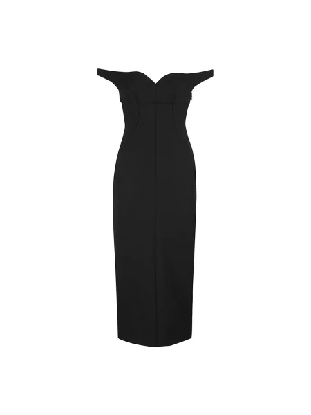 Sukienka koszulowa Philosophy Di Lorenzo Serafini do kolan w serca z odkrytymi ramionami czarna