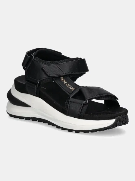 Кожени сандали Pepe Jeans WINSLOVE ACTION с платформа черно