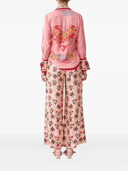 Pantaloni Camilla cu model floral cu imagine roz