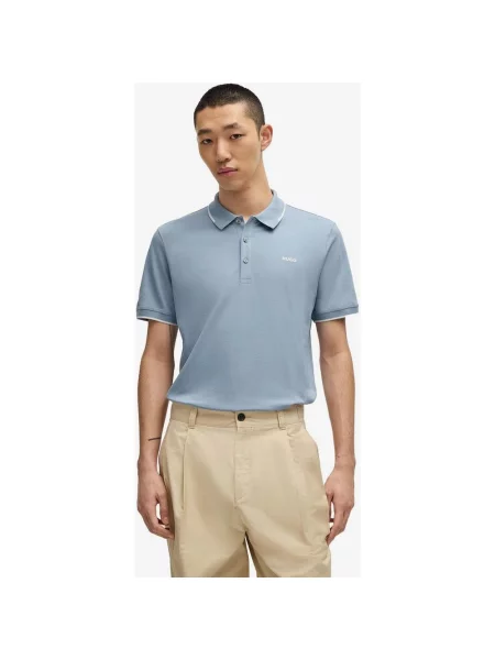 Koszulka polo HUGO Contrast Color krótki rękaw M niebieski