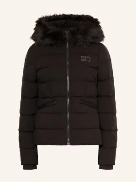 Tommy Jeans Péřová Bunda S Odnímatelným Límcem Z Umělé Kožešiny černá