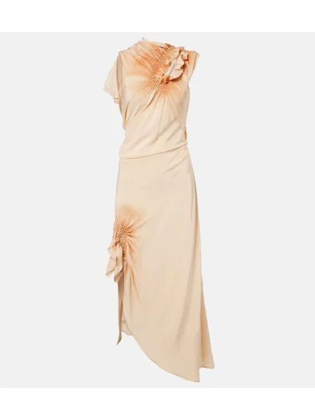 Rochie de cocktail Victoria Beckham de mătase asimetrică bej