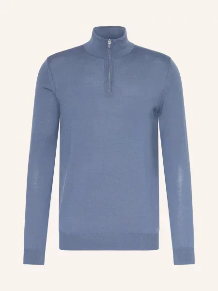 Reiss Sweter Typu Troyer Blackhall Z Wełny Merino blau