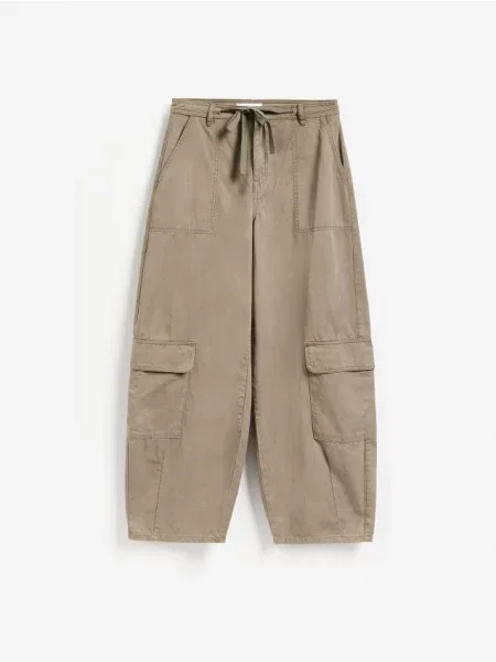 Reserved Pantaloni cu adaos de lyocell verde-prăfuit verde