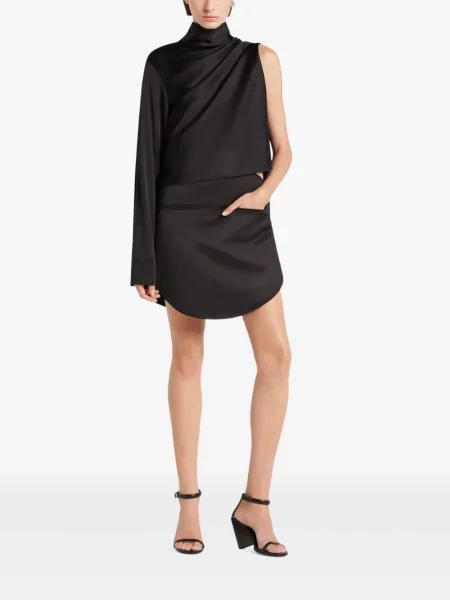 Fusta mini Courreges din satin negru