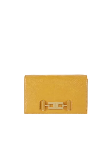 Torebka crossbody Elisabetta Franchi skórzana żółta