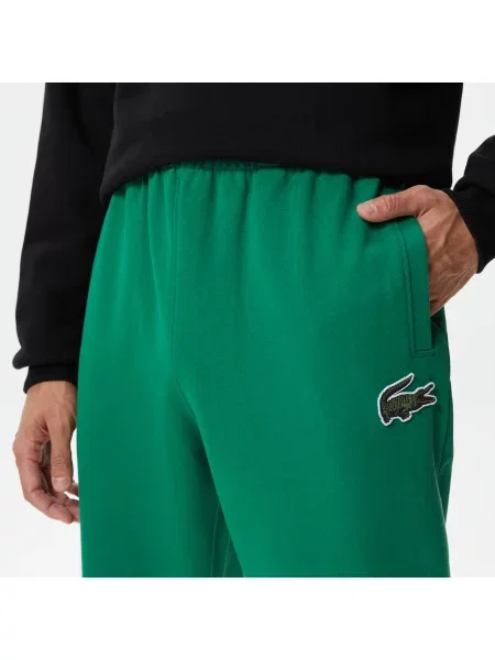 Lacoste Spodnie Dresowe Unisex Z Bawełny Organicznej Z Polaru zielone