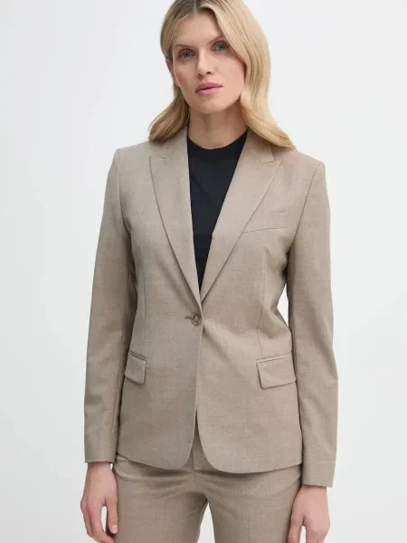 Вълнено сако Filippa K с едно копче с изчистен дизайн бежово