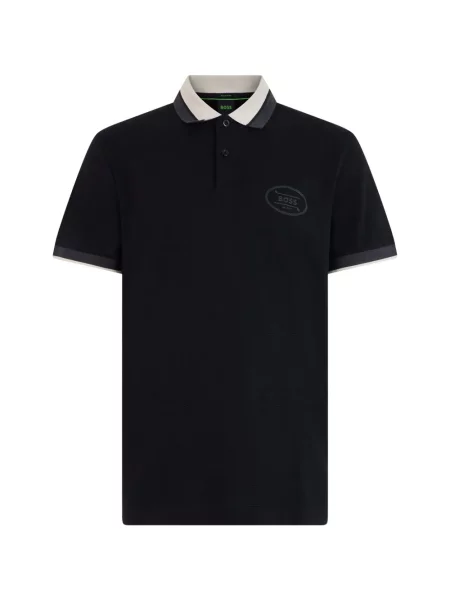 Tricou polo Boss cu autograf negru