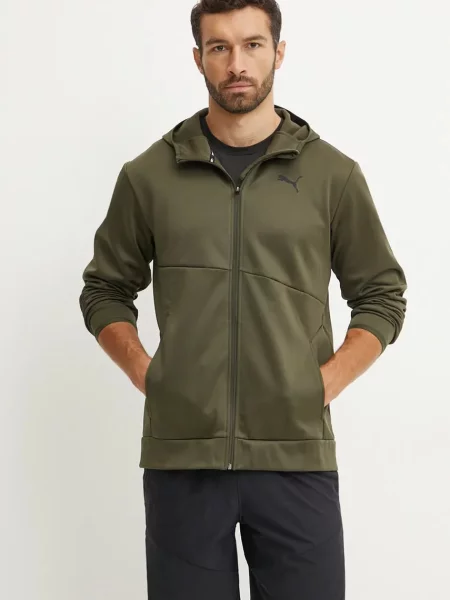 Суичър с качулка Puma с качулка зелено