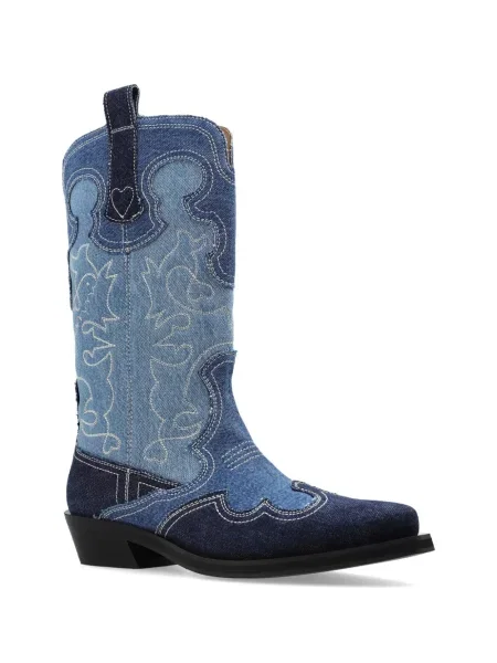 Botine Ganni cu broderie albastru