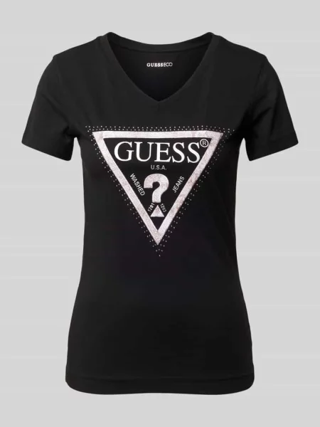 T-shirt z nadrukiem z logo model ‘PYTHON’ Guess czarna